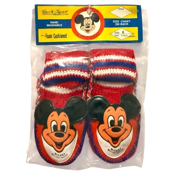 Disney Other - Vintage Mickey Mouse Club Slipper Socks Walt Disney Productions Red/White/Blue 6
